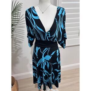 Roulette Blue and Black Kimono style dress size L